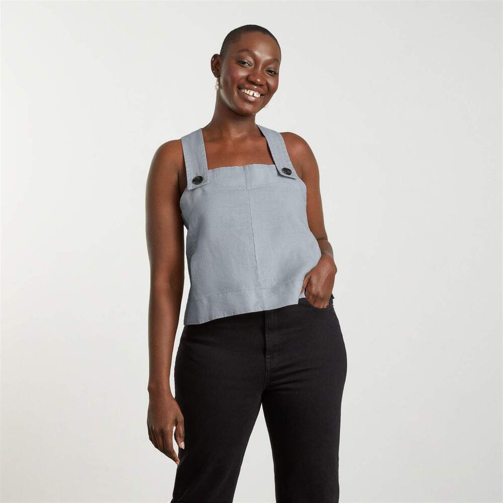 Everlane The Apron Linen Tank Blue Base - Size 10